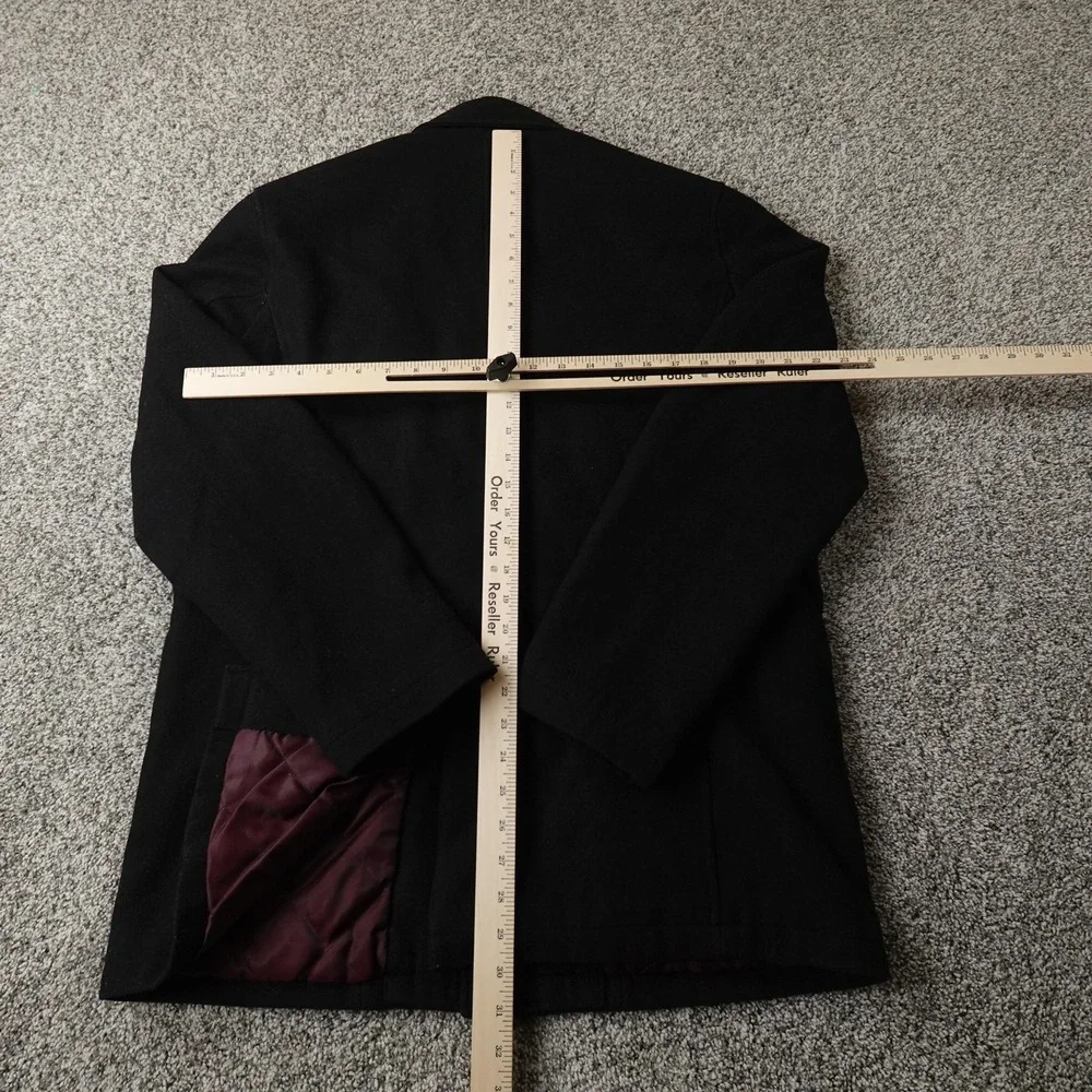 Guess‎ Jacket Mens M Black Wool Blend Field Chore Coat Cargo Utility Heavy Goth